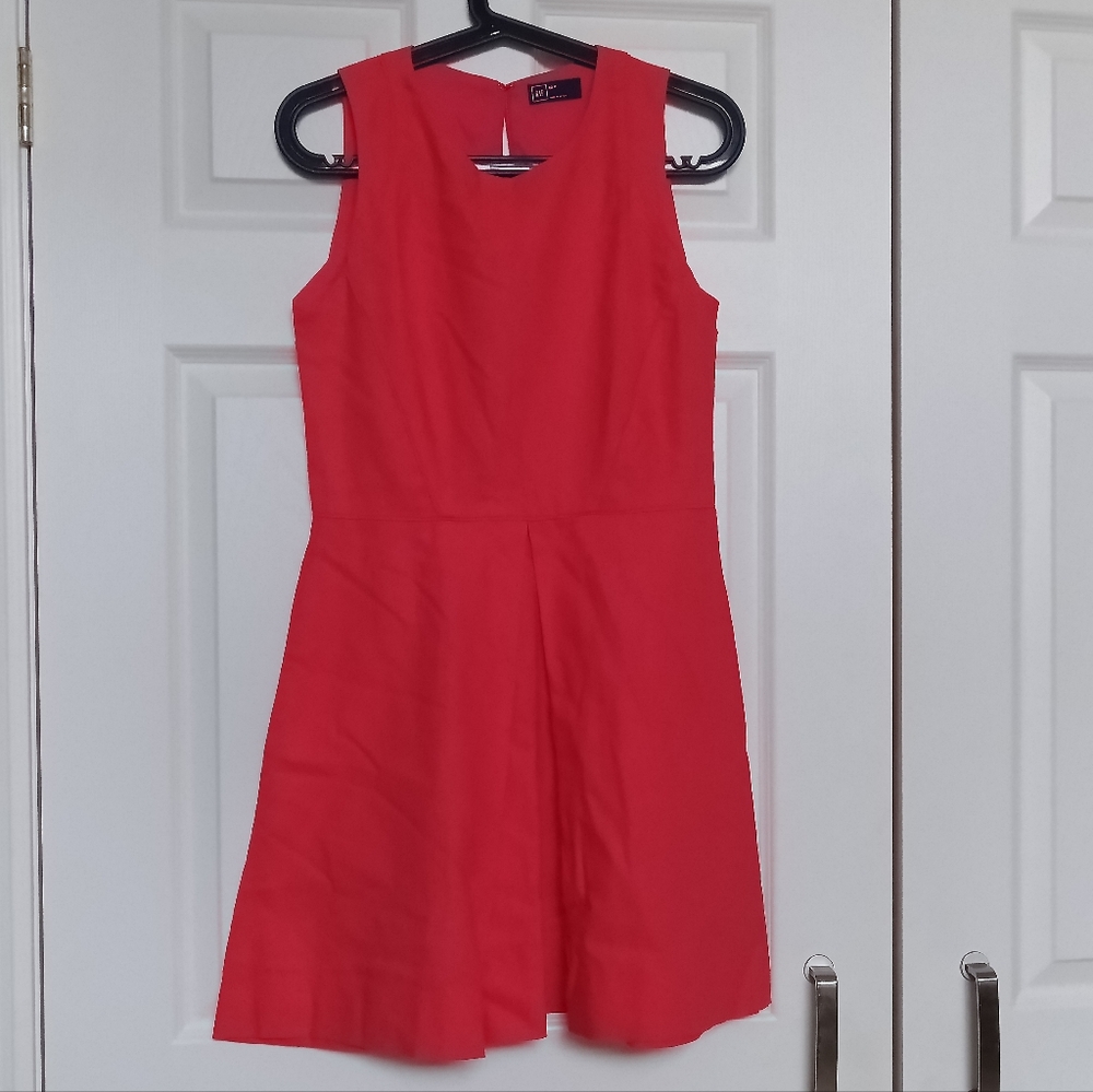 PtP16.5" Gap Red Linen Cotton Blend Sleeveless Boat Neck Dress W/ Pockets - NWOT